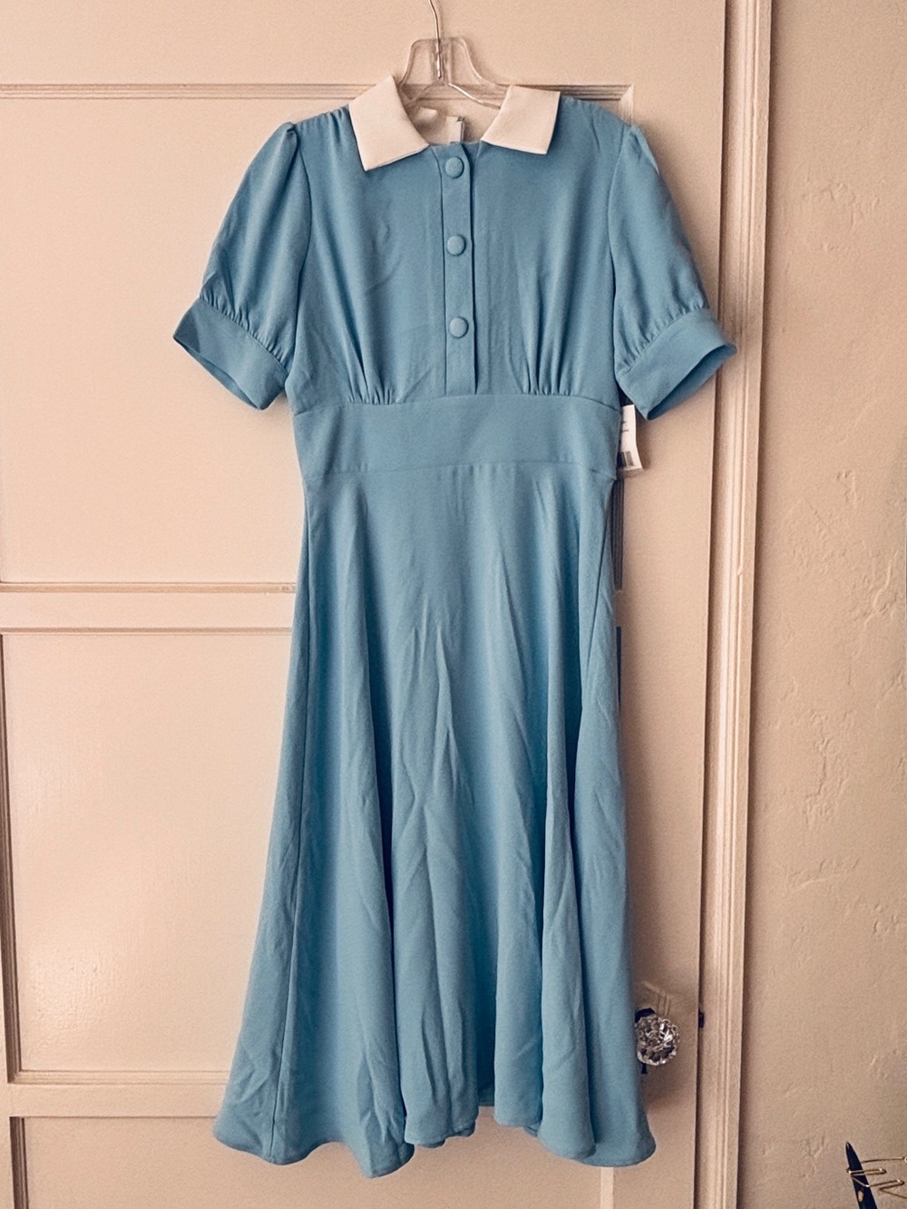 ALEXIA ADMOR EMERY DRESS Women’s Light Blue Dress with White Collar